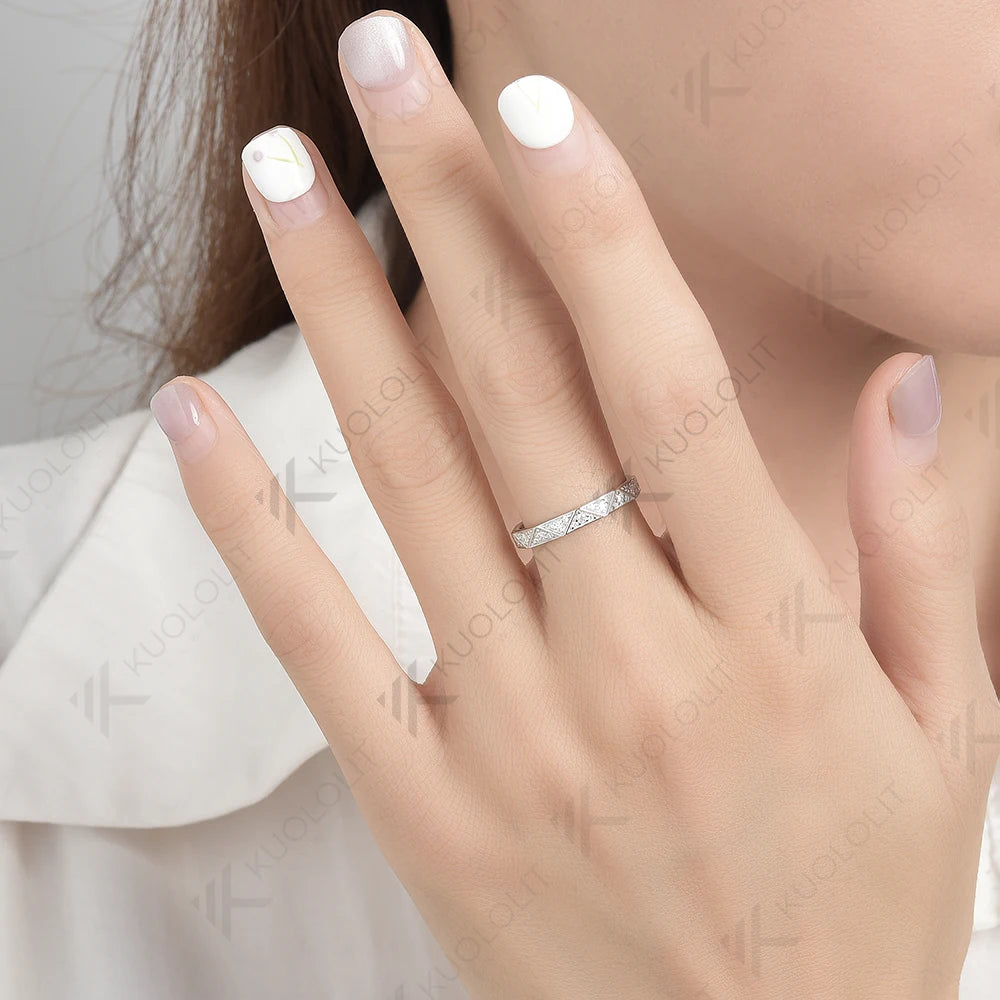 Kuololit 0.4CT Lab Grown Diamonds Ring for Men Women Solid 14K 585 Silver White Gold Wedding Band Ring for Anniversary Christmas