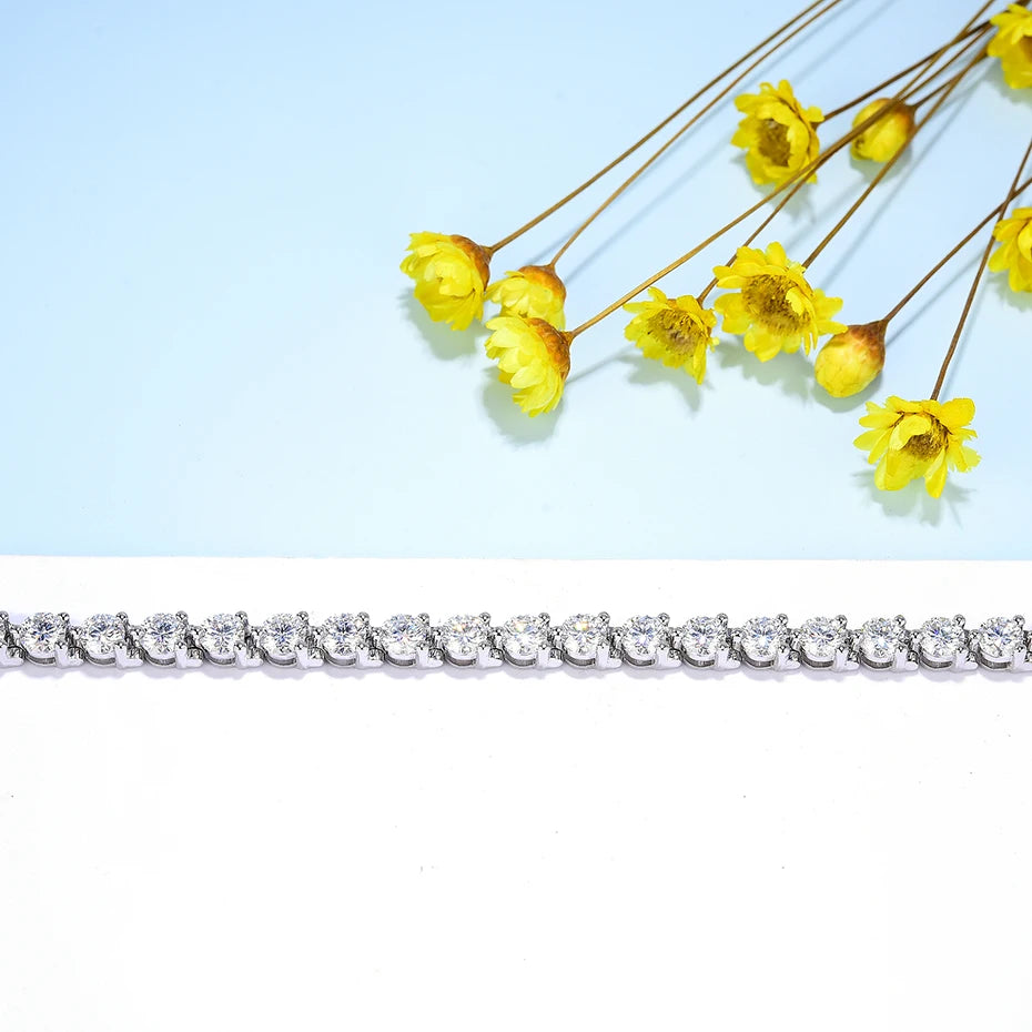 Kuololit Lab Grown Diamond Flower Tennis Bracelet for Women Solid 14K 10K Gold Marquise Diamond Bracelet for Christmas Gifts