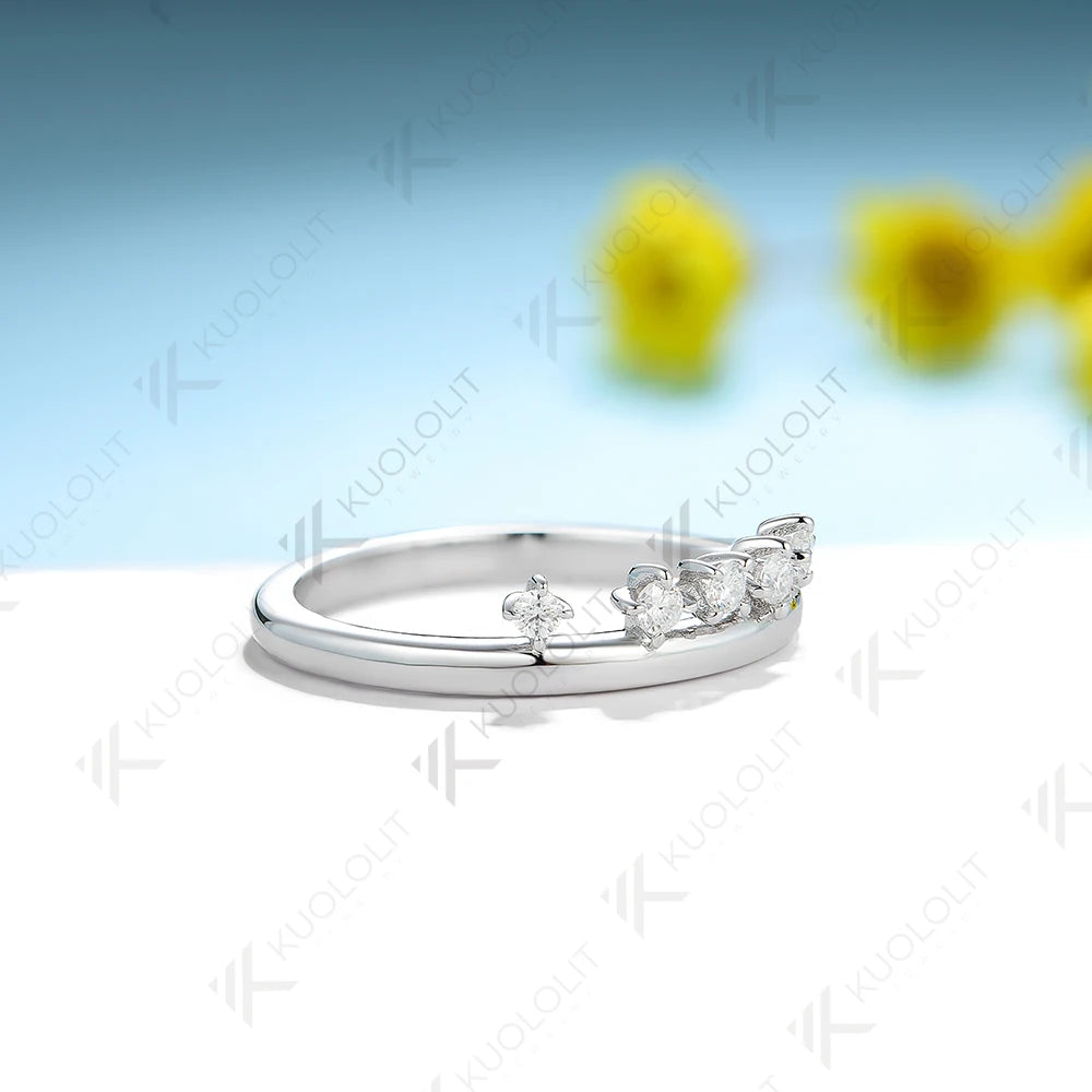 Kuololit Moissanite Band Rings for Men Women Solid 585 14K 10K 925 Silver Yellow Gold Round for Anniversary Wedding Christmas