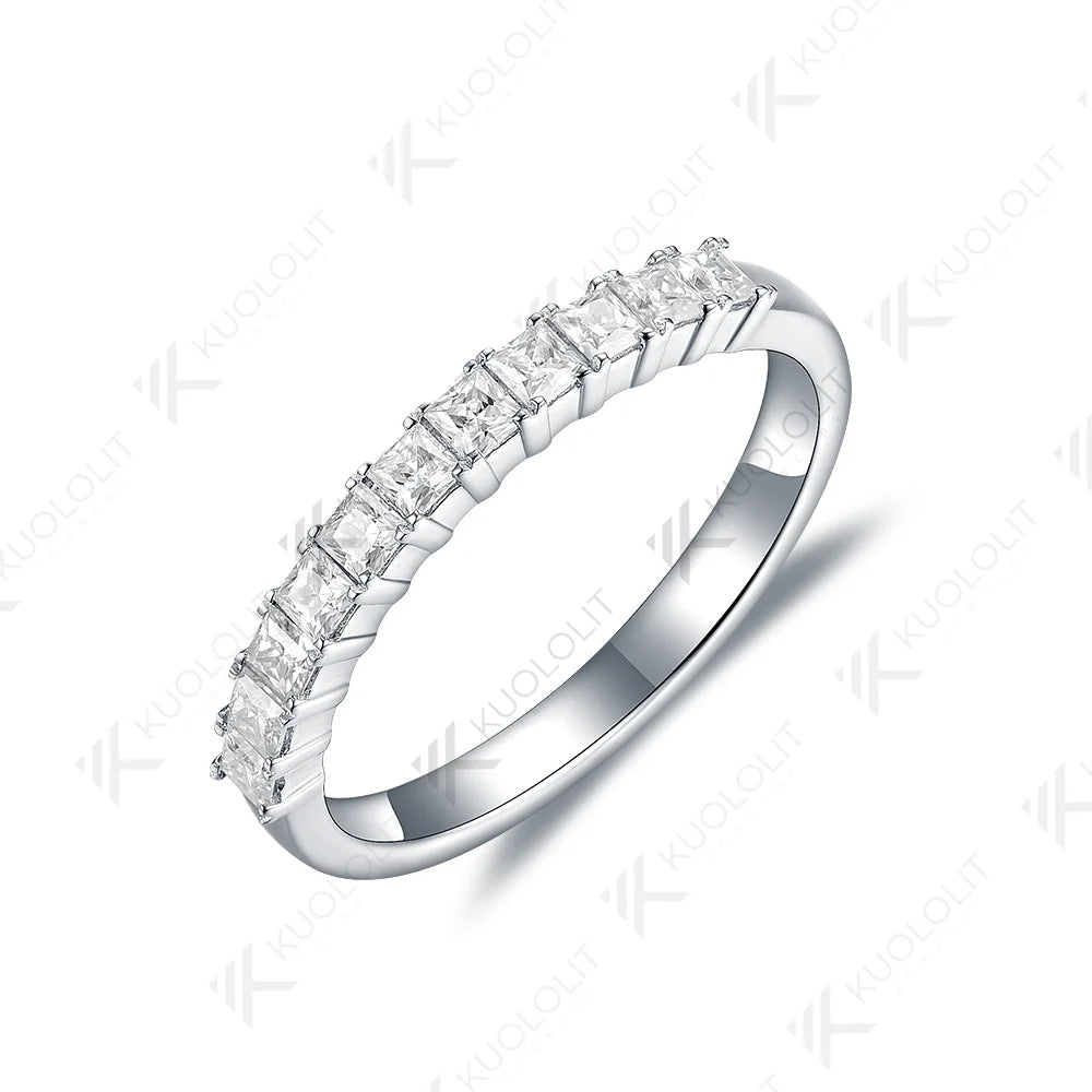 Kuololit Moissanite Princess cut Rings for Men Women Soild 585 14K 18K Gold Silver Princess Cut Wedding Band for Engagement Party Christmas