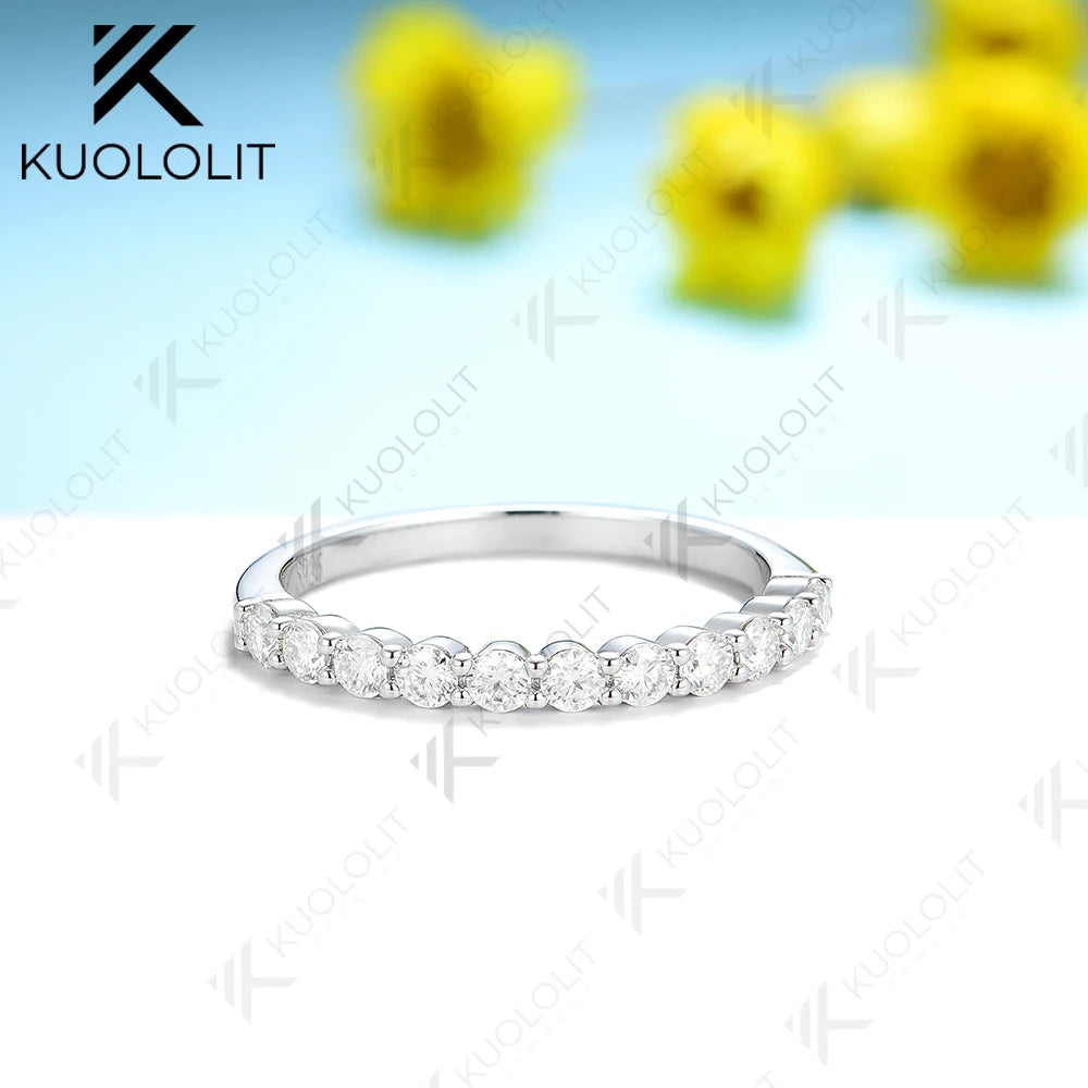 Kuololit Moissanite Rings for Men Women Soild 585 14K 18K White Gold 925 Silver Wedding Band for Engagement Party Christmas New