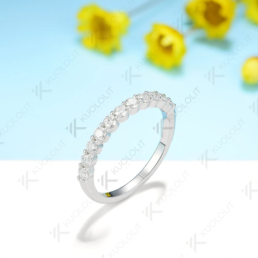 Kuololit Moissanite Rings for Men Women Soild 585 14K 18K White Gold 925 Silver Wedding Band for Engagement Party Christmas New