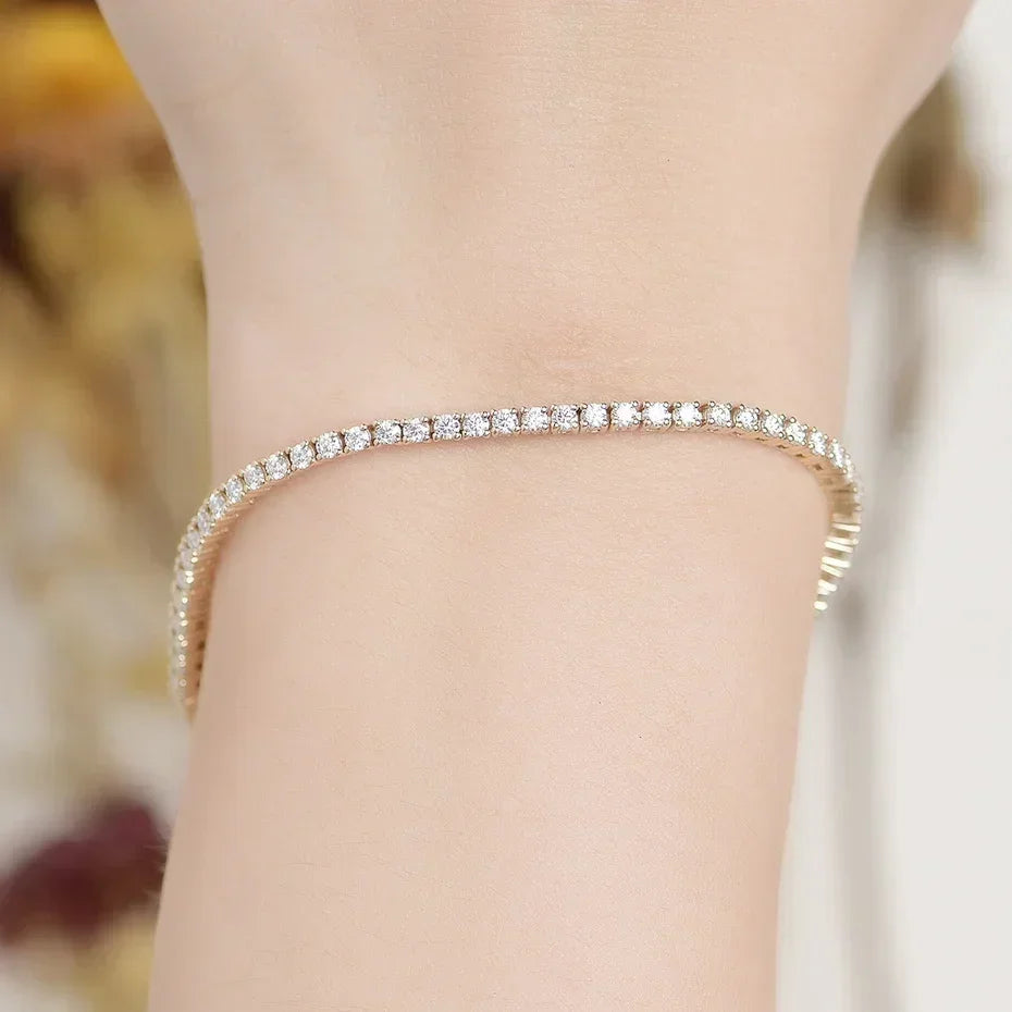 Kuololit Moissanite Bracelet for Women Solid 14K 10K Yellow Gold GRA Moissanite Tennis Bracelet for Engagement Christmas Gifts