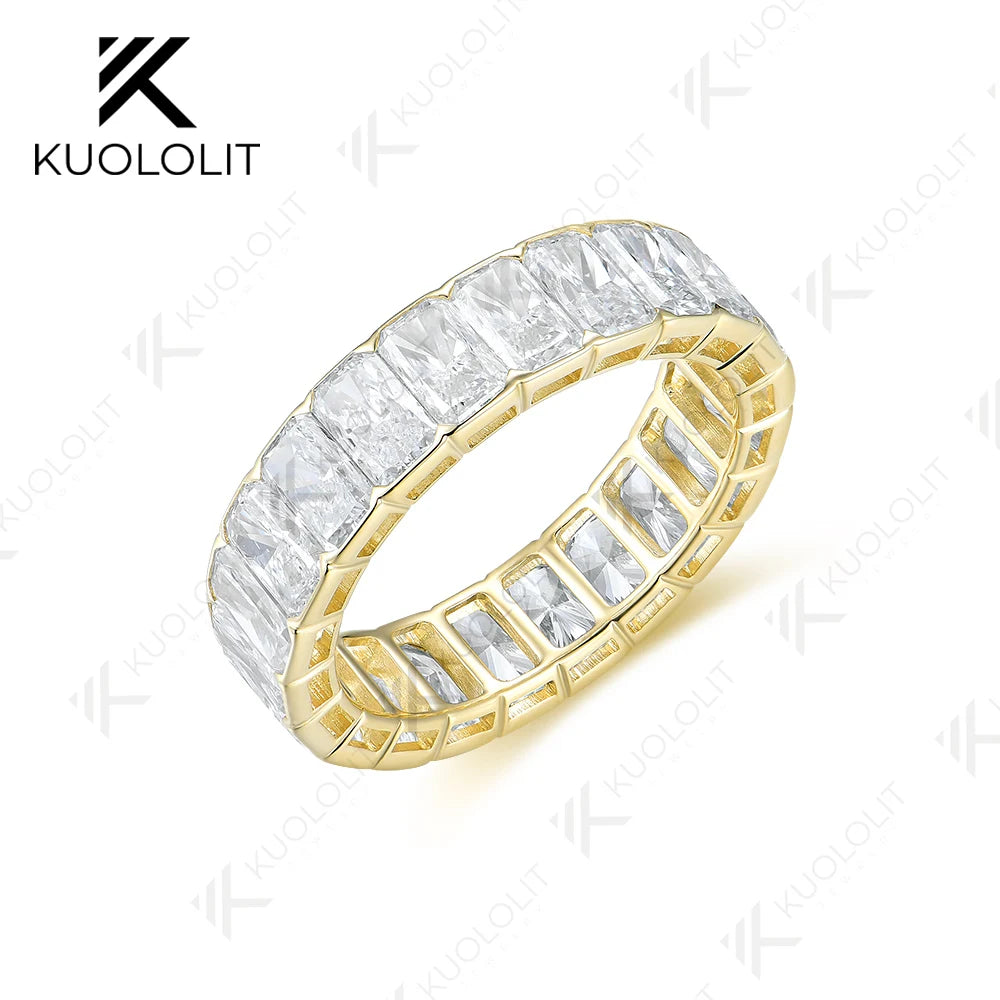 Kuololit 8.8CTW Radiant Cut Moissanite Wedding Ring for Women Solid 18K14K10K585 Yellow Gold Band for Engagement Christmas Gifts