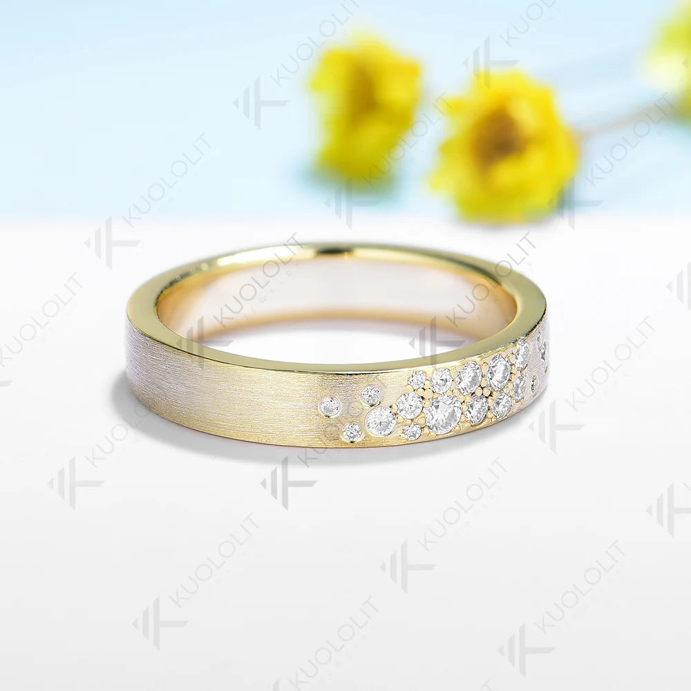Kuololit 0.25CTW Lab Grown Diamond Rings for Men Women Solid 14K 10K Gold Brushed Band for Weeding Engagement Gifts Christmas