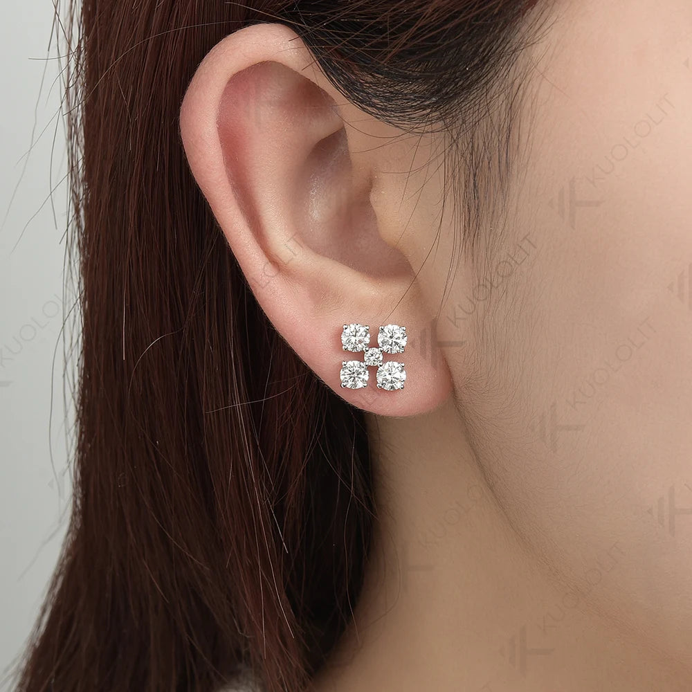 Kuololit 2.5CTW Moissanite Stud Earrings for Women Solid 18K 14K 10K 585 White Gold Anniversary Earrings for Christmas Gifts GRA