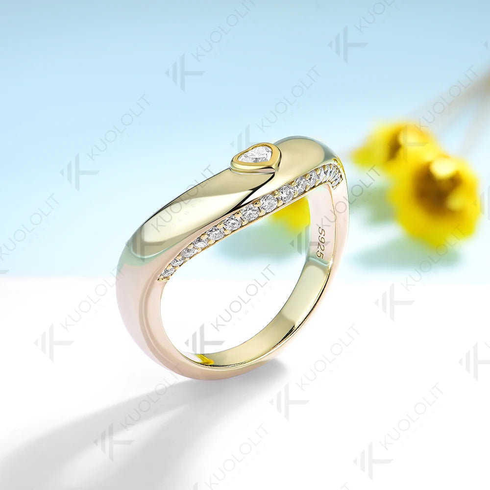 Kuololit Heart Cut Lab Grown Diamonds Engagement Rings for WomenSolid18K14K10KYellow Gold WeddingBands for Party Christmas Gifts