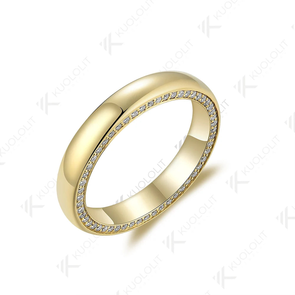 Kuololit PT900 0.54CTW Lab Grown Diamonds Band Rings for Women Solid 14K 10K 585 Gold Wedding Band for Engagement Christmas