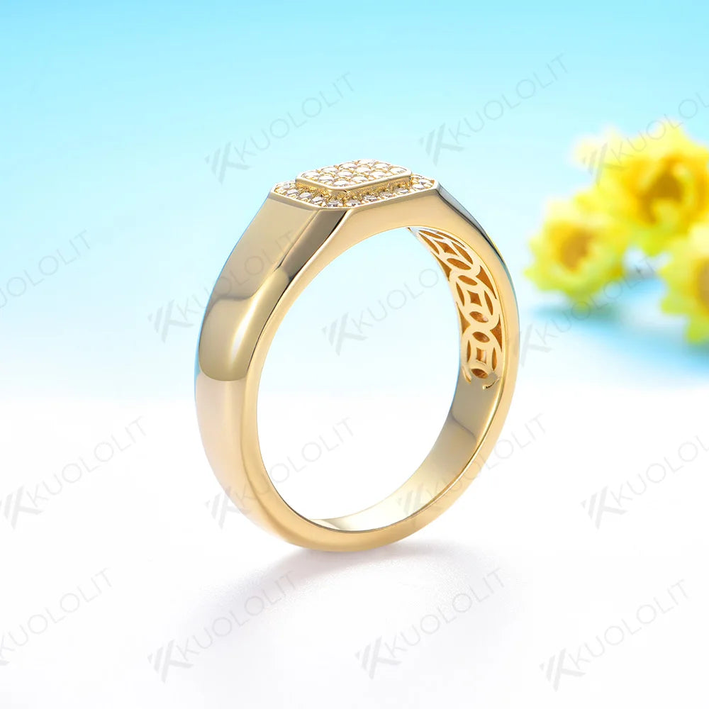 Kuololit PT900 0.24CTW Lab Grown Diamonds Band for Men Women Solid Platinum 900 Gold For Engagement WeddingBand Christmas Gifts