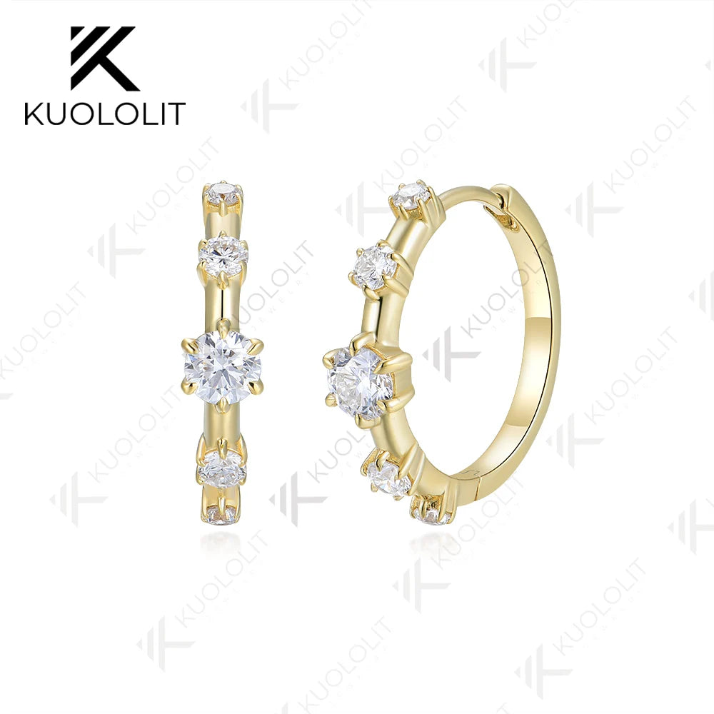 koko38  Kuololit 1CTW Round Lab Grown Diamond Hoop Earrings for