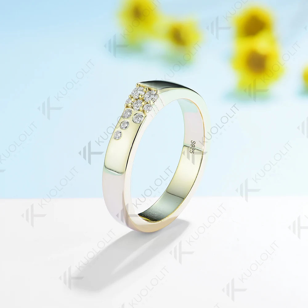 Kuololit 0.17CTW Lab Grown Diamond Wide Band for Men Women Solid 10K 14K Gold 925 Sliver Round Cut For Wedding Christmas Gift