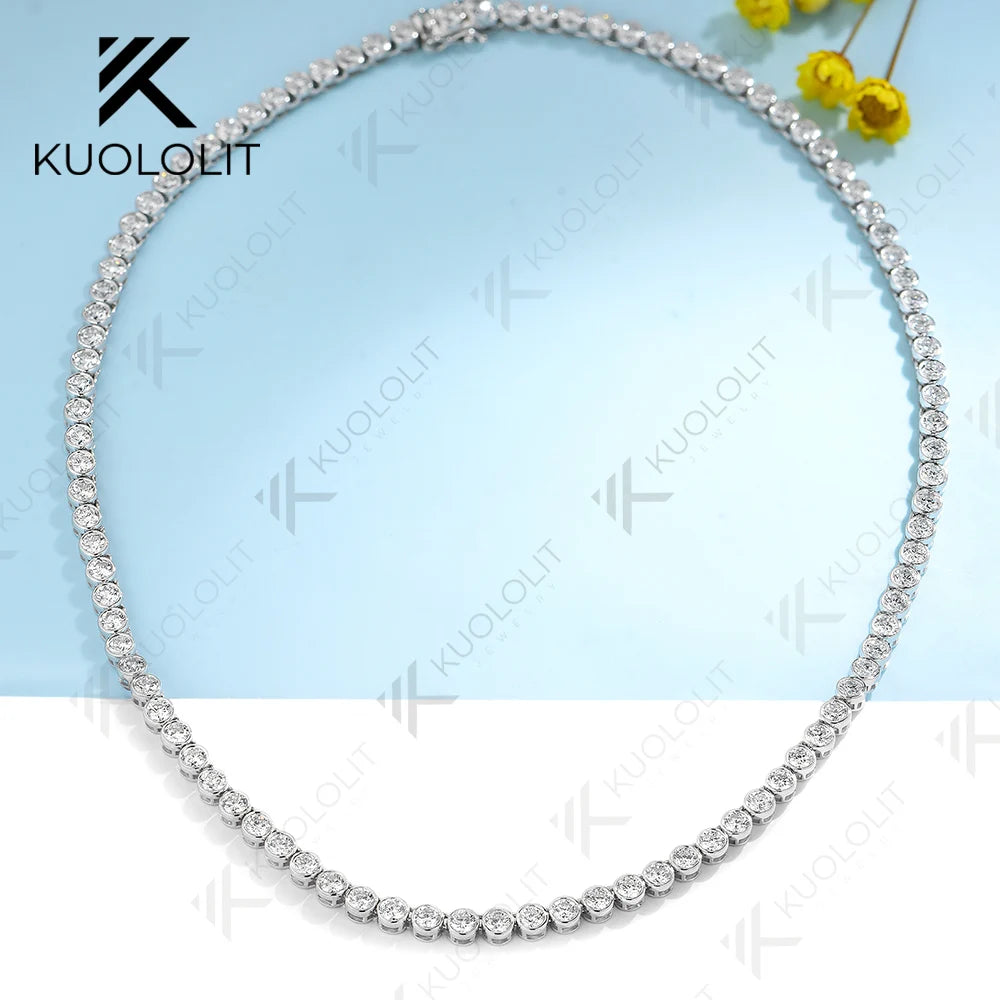 Kuololit 10.5 CTW Lab Grown Diamond Tennis Necklace for Women Pure 18K 14K 10K Gold for Anniversary Engagement Christmas Gifts