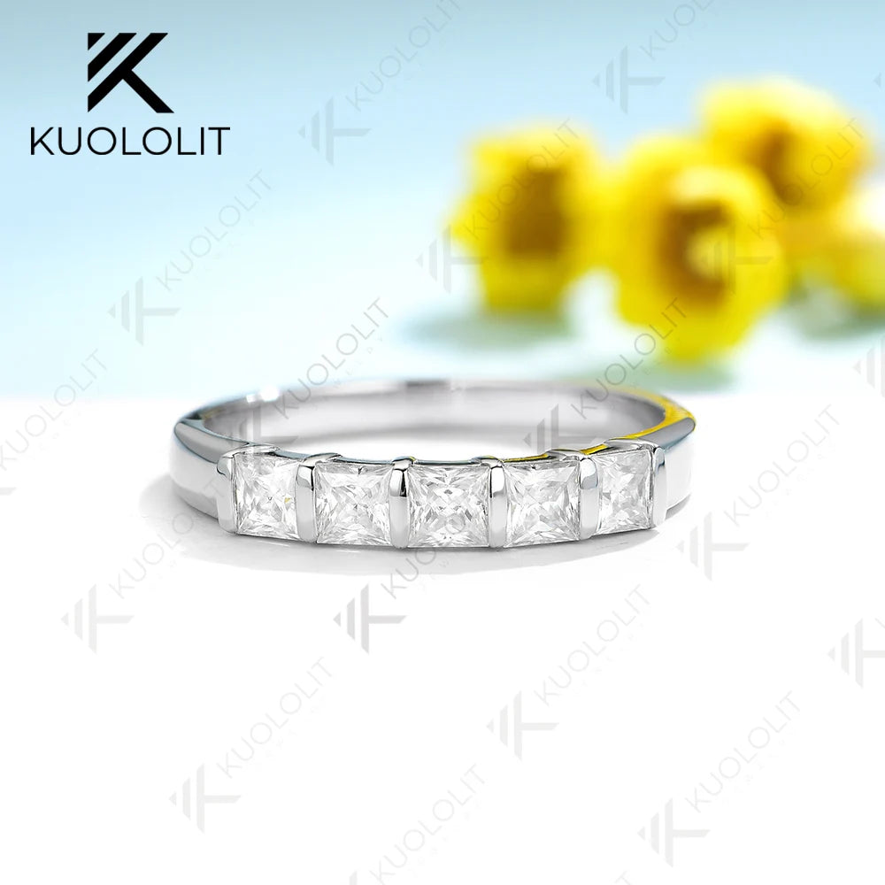 Kuololit 1.5CTW Princess Cut Lab Grown Diamonds Ring for Women Solid18K14K10K Wedding Bands for Engagement Christmas Gifts Party
