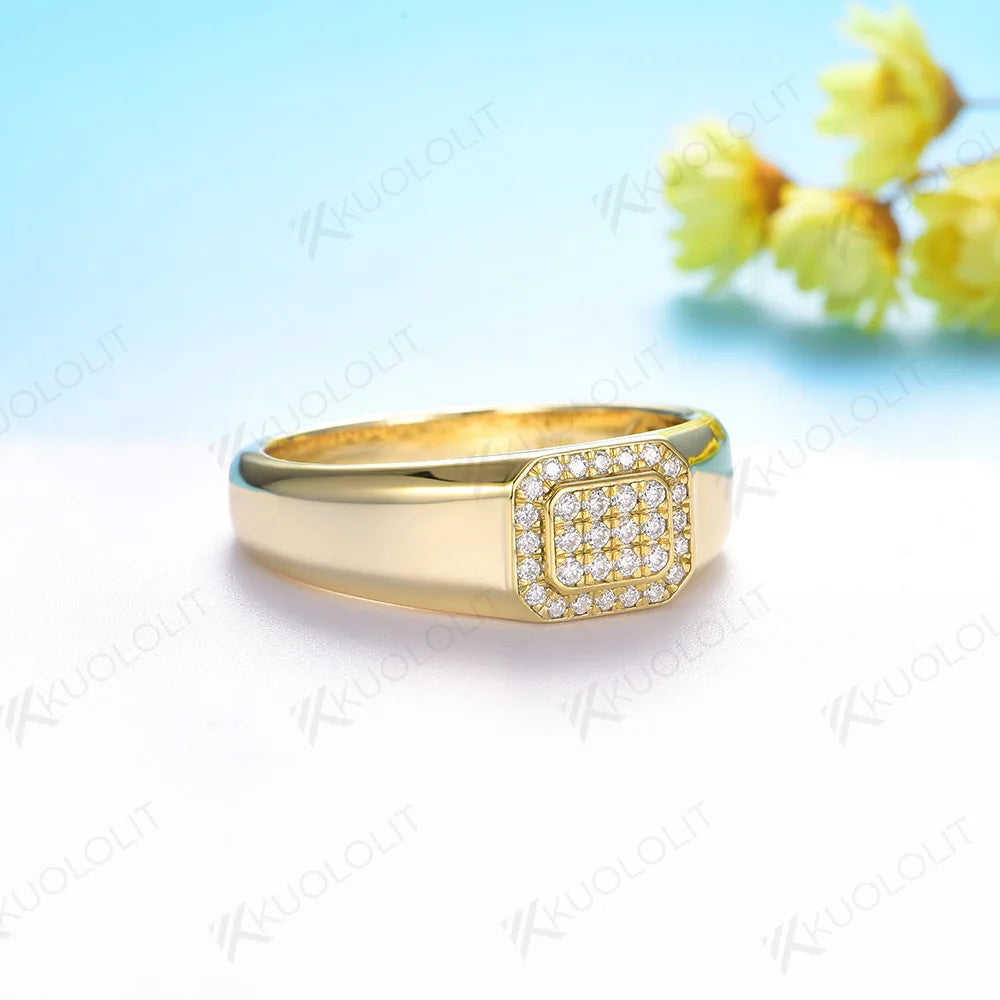Kuololit PT900 0.24CTW Lab Grown Diamonds Band for Men Women Solid Platinum 900 Gold For Engagement WeddingBand Christmas Gifts