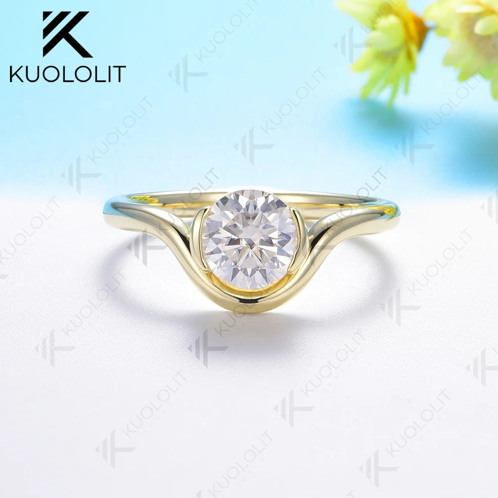 Kuololit 1.2ct IGI Lab Grown Diamond Ring for Women Solid 18K 14K 10K Gold D VS1 Diamond Ring for Anniversary Engagement Gifts