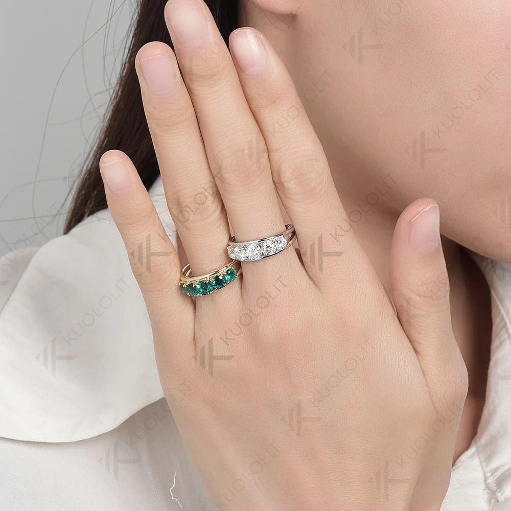 Kuololit 1.9CTW Lab Grown Emerald Gemstone Engagement Rings for WomenSolid18K14K10K Yellow Gold for Party Wedding Christmas Gift