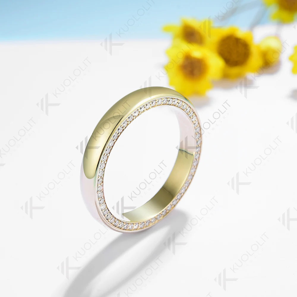 Kuololit PT900 0.54CTW Lab Grown Diamonds Band Rings for Women Solid 14K 10K 585 Gold Wedding Band for Engagement Christmas