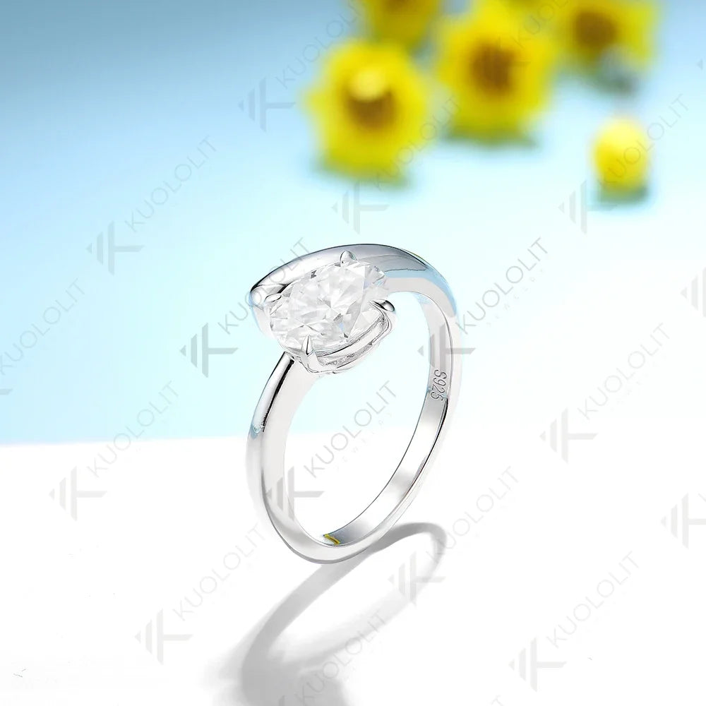 Kuololit 1.5CT Lab Grown Diamonds Rings for Women Solid 18K 14K 10K 585 Gold IGI Oval Cut for Engagement Wedding Party Christmas