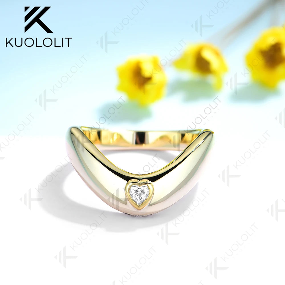 Kuololit Heart Cut Lab Grown Diamonds Engagement Rings for WomenSolid18K14K10KYellow Gold WeddingBands for Party Christmas Gifts