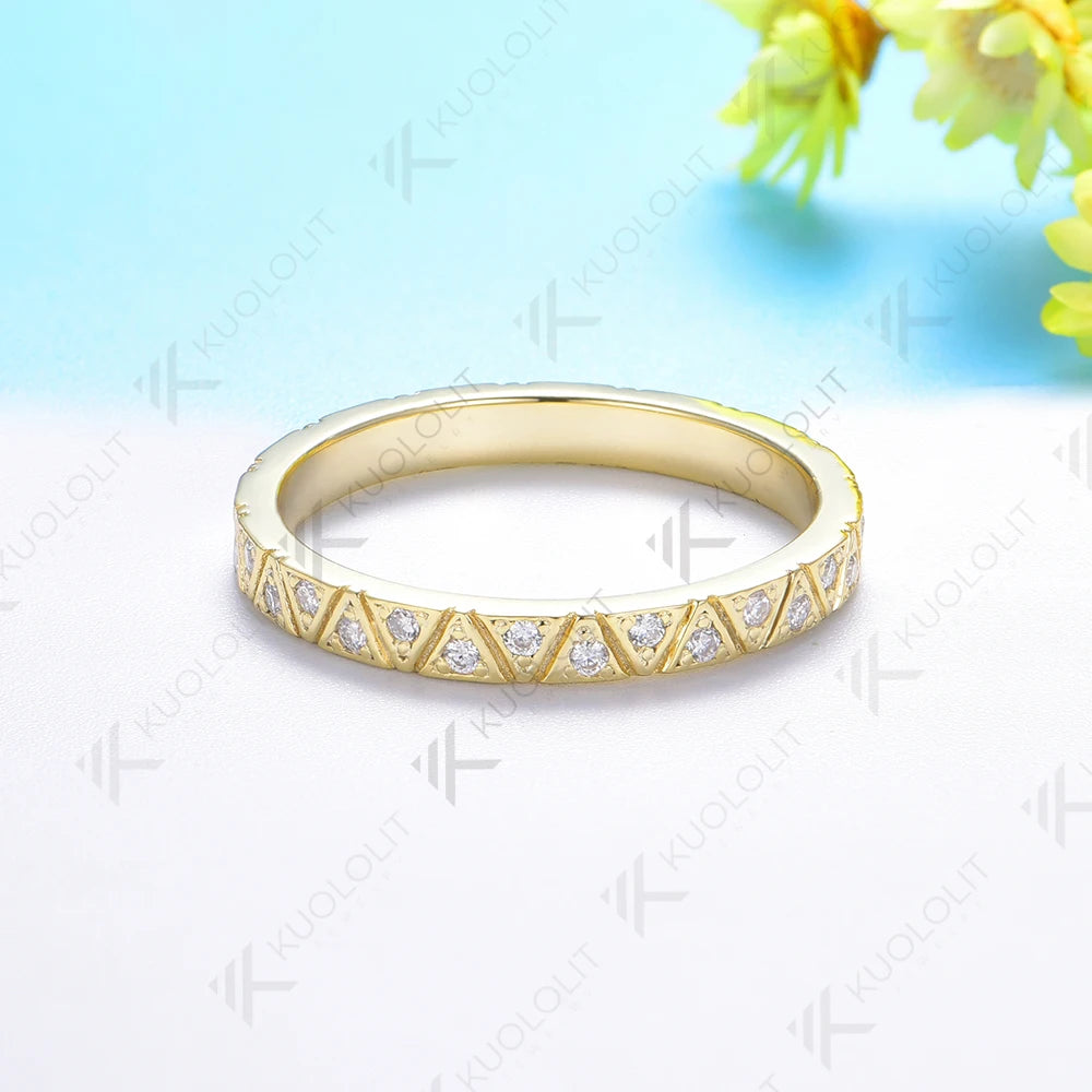 Kuololit 0.32CTW Moissanite Band for Women Men Solid 18K 14K 10K Gold Wedding Band Ring for Anniversary Engagement Gifts Party