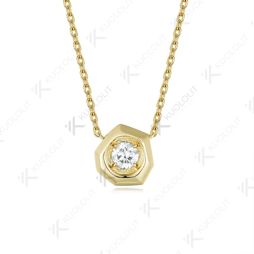 Kuololit Moissanite Necklaces for Women Solid 925 14K 10K Gold 925 Silver Pendant Chain for Engagement Wedding Party Christmas