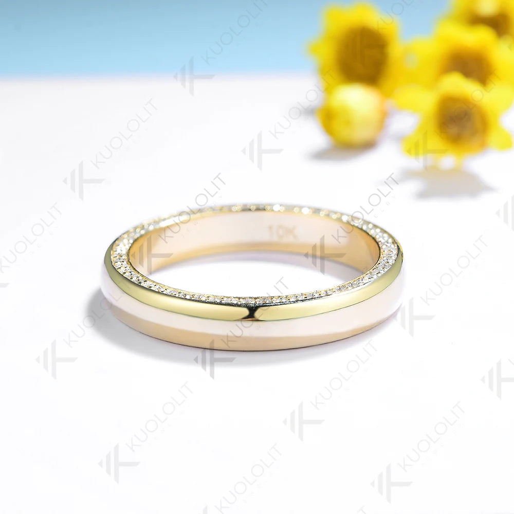 Kuololit PT900 0.54CTW Lab Grown Diamonds Band Rings for Women Solid 14K 10K 585 Gold Wedding Band for Engagement Christmas