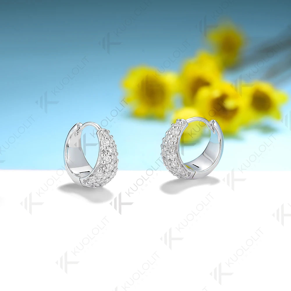 Kuololit Lab Grown Diamond Hoop Earrings for Women Solid 18K 14K 10K Yellow Gold D VVS1 Diamond Earring for Christmas Classic