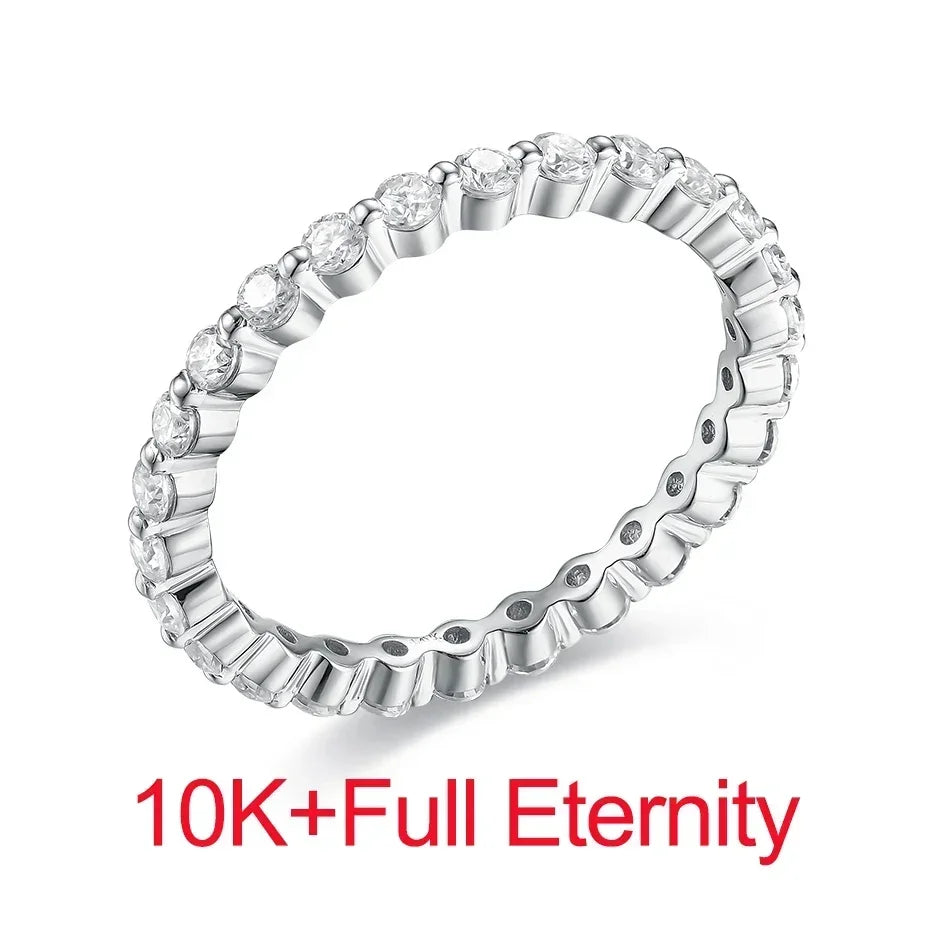 Kuololit Moissanite Ring 585 14K 10K 18K Rose Gold Half Eternity Bubble Rings for Women Jewelry Wedding Diamond Engagement Band