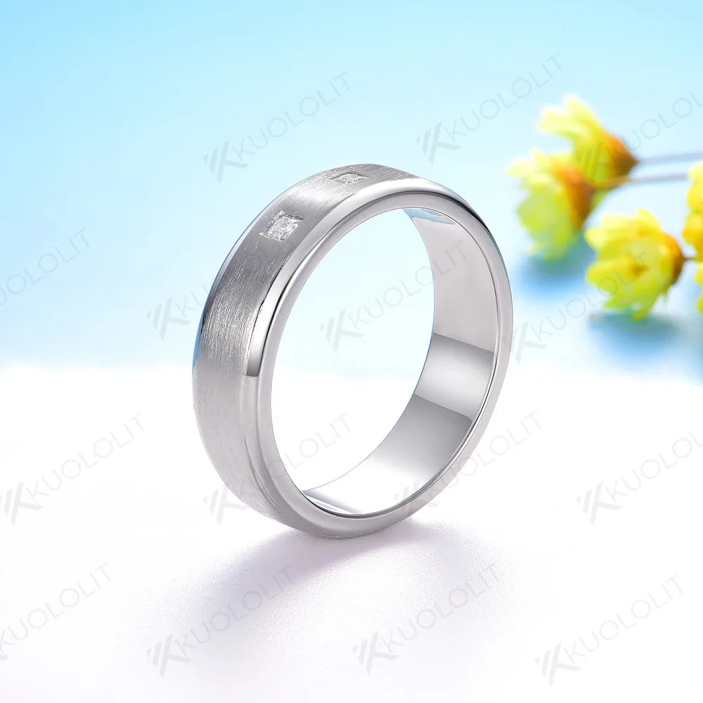 Kuololit PT900 0.24CTW Lab Grown Diamonds Rings for Women MenSolid Platinum 900 Gold Wending Band for Engagement Christmas