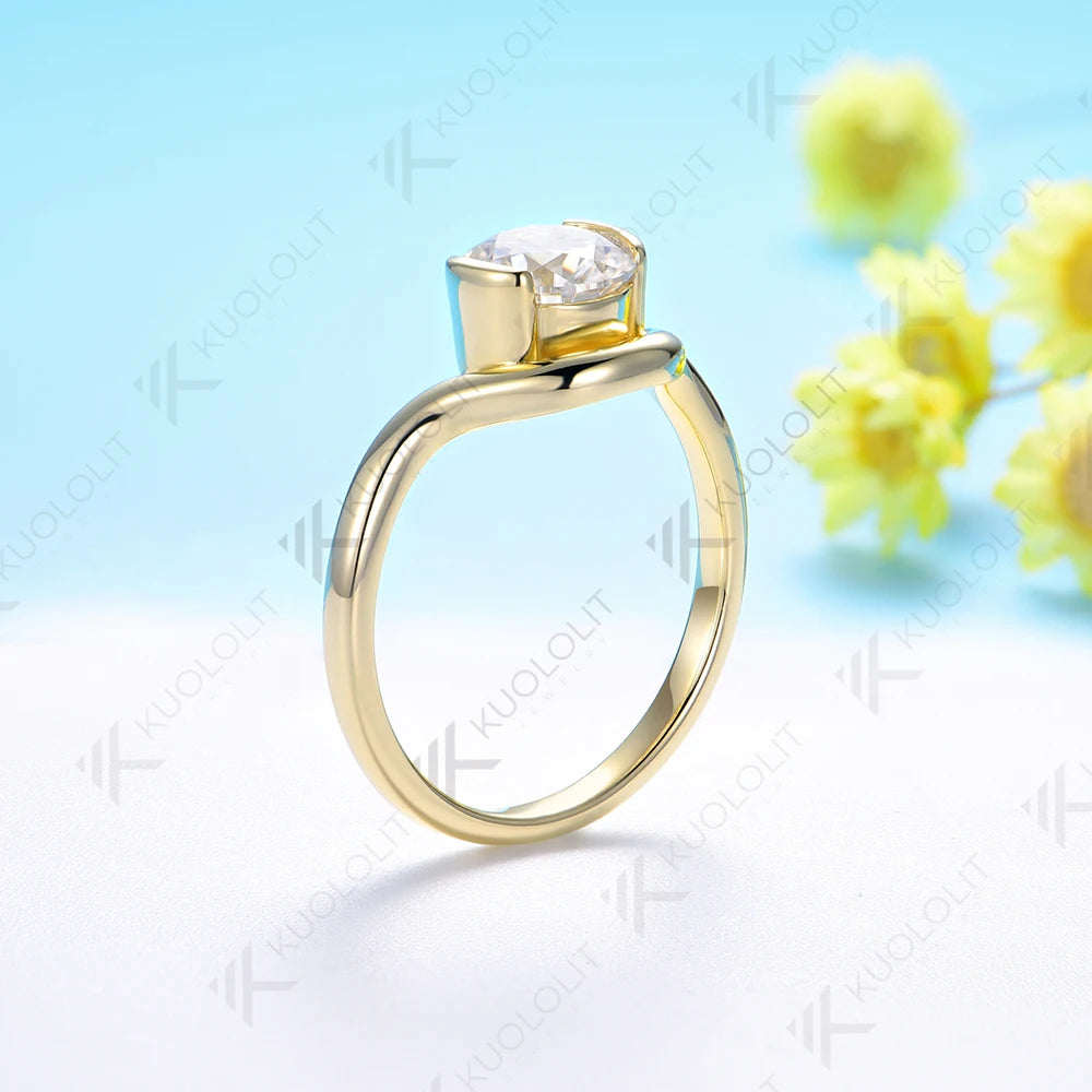 Kuololit 1.2ct IGI Lab Grown Diamond Ring for Women Solid 18K 14K 10K Gold D VS1 Diamond Ring for Anniversary Engagement Gifts