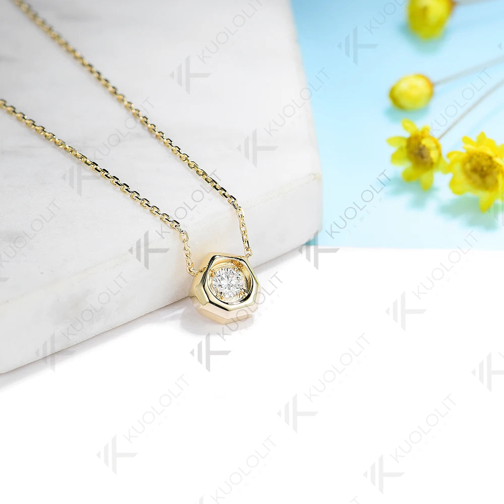 Kuololit Moissanite Necklaces for Women Solid 925 14K 10K Gold 925 Silver Pendant Chain for Engagement Wedding Party Christmas