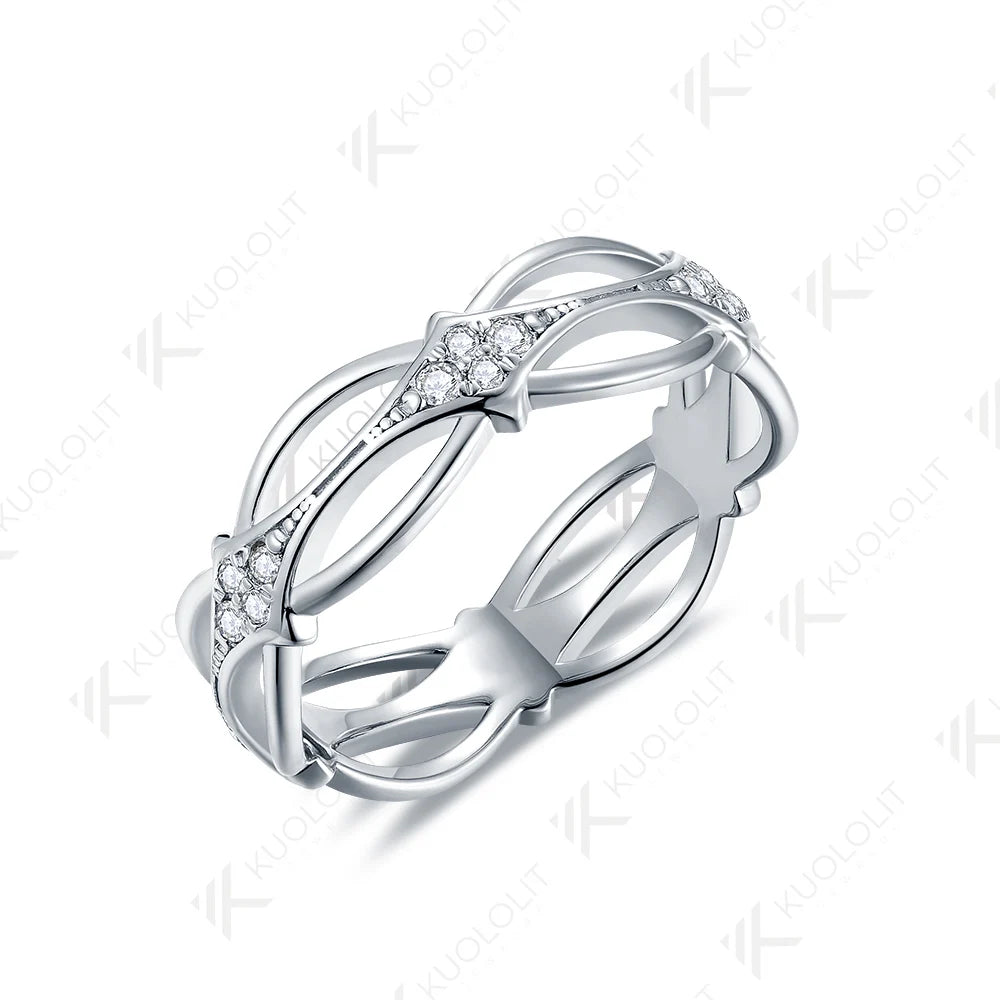 Kuololit 0.28CTW Lab Grown Diamond Hollow Band for Men Women Solid 10K 14K Gold 925 Sliver Round Cut for Wedding Christmas Gift