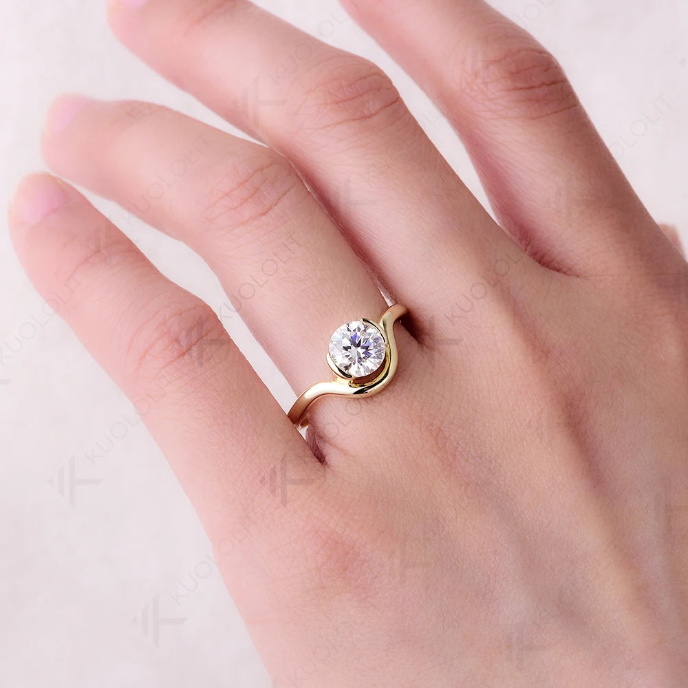 Kuololit 1.2ct IGI Lab Grown Diamond Ring for Women Solid 18K 14K 10K Gold D VS1 Diamond Ring for Anniversary Engagement Gifts