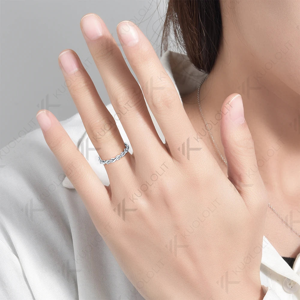 Kuololit 0.08CTW Lab Grown Diamond Twist Band for Men Women Solid 18K 14K 10K Gold Ring for Anniversary Engagement Gifts Party