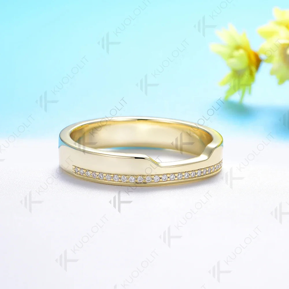 Kuololit 0.13CTW Lab Grown Diamond Band for Women Solid 18K 14K 10K Gold D VS1 Diamond Ring for Anniversary Engagement Gifts