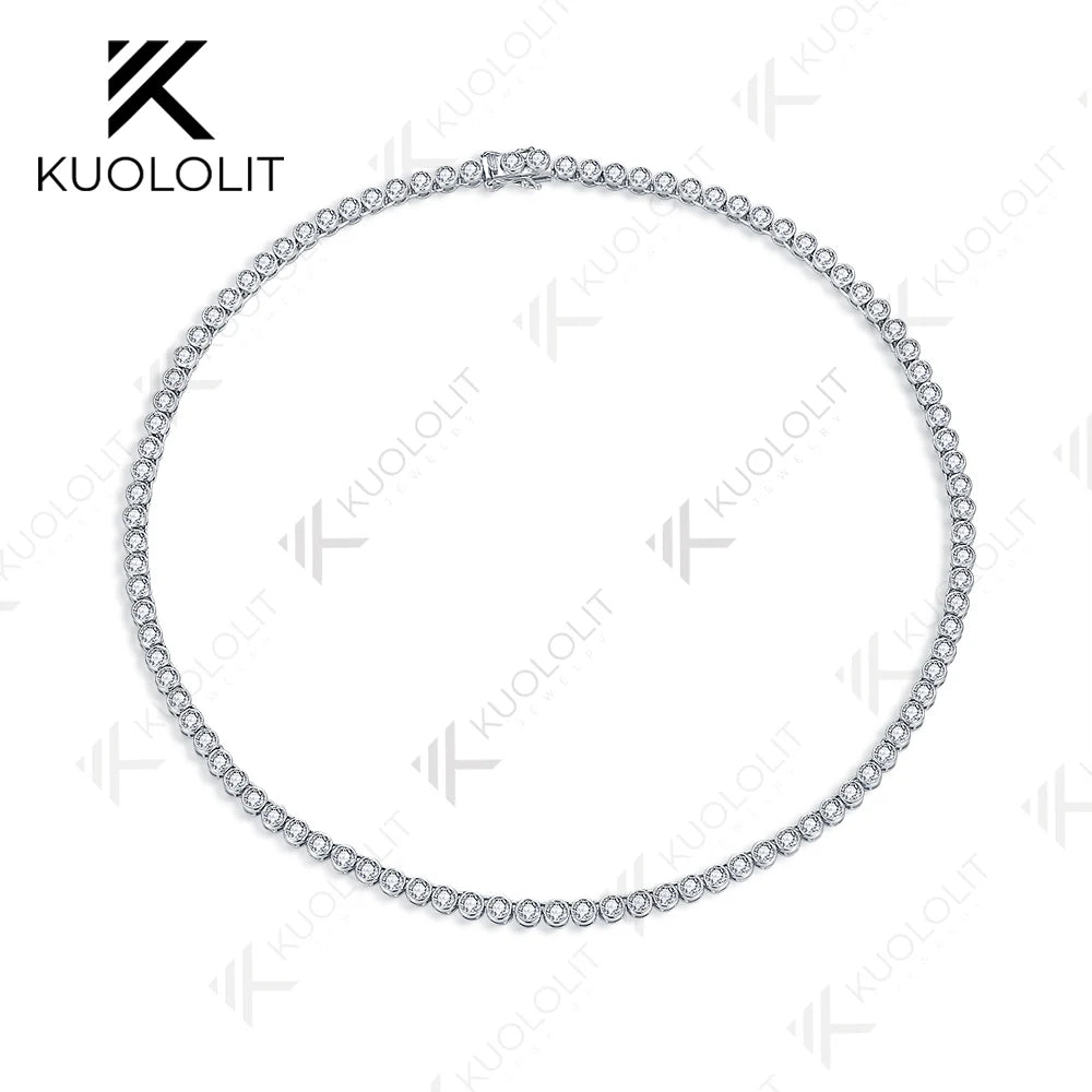 Kuololit 10.5 CTW Lab Grown Diamond Tennis Necklace for Women Pure 18K 14K 10K Gold for Anniversary Engagement Christmas Gifts