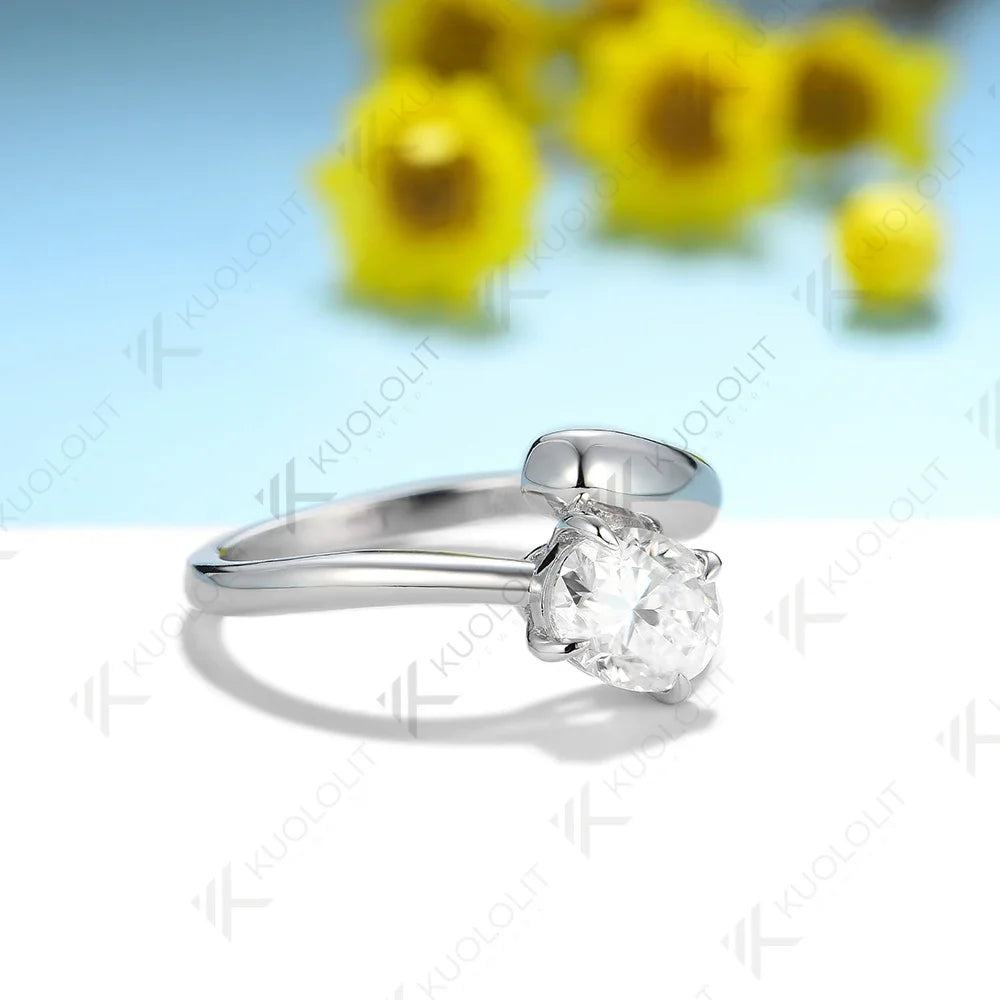 Kuololit 1.5CT Lab Grown Diamonds Rings for Women Solid 18K 14K 10K 585 Gold IGI Oval Cut for Engagement Wedding Party Christmas