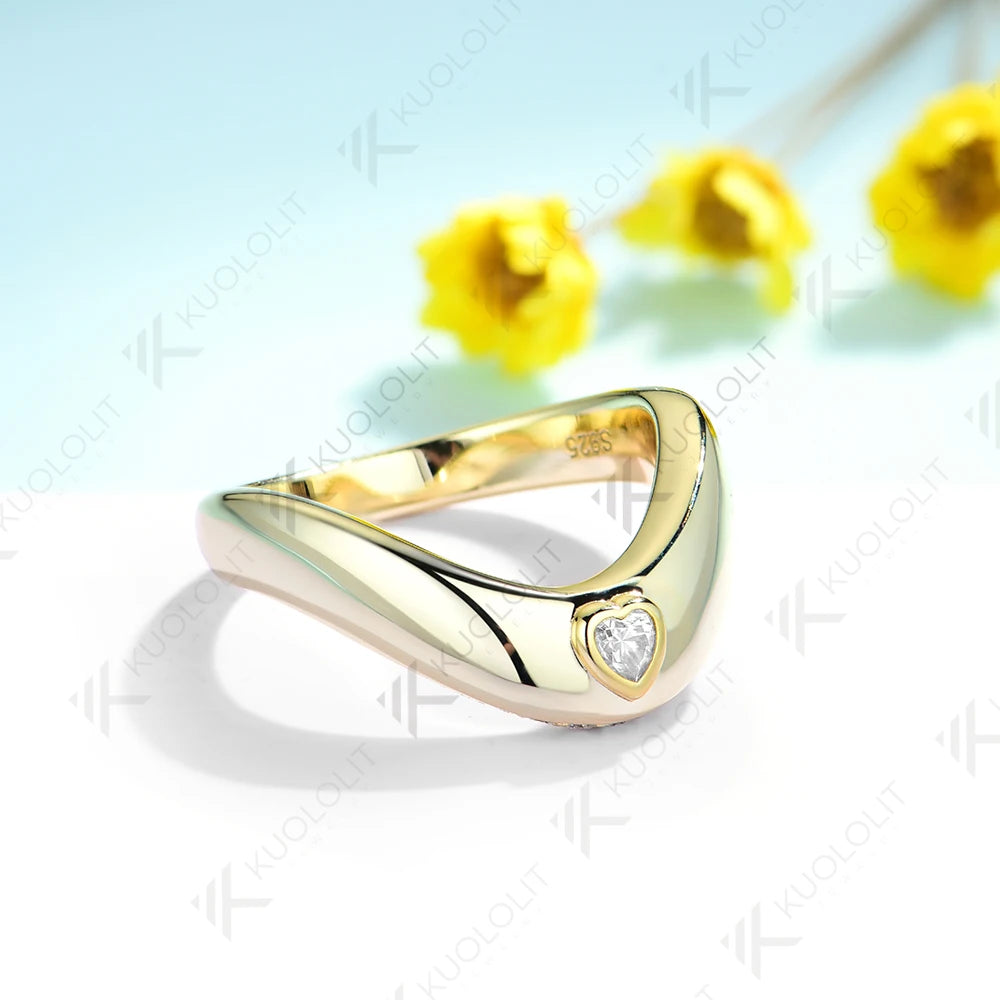 Kuololit Heart Cut Lab Grown Diamonds Engagement Rings for WomenSolid18K14K10KYellow Gold WeddingBands for Party Christmas Gifts