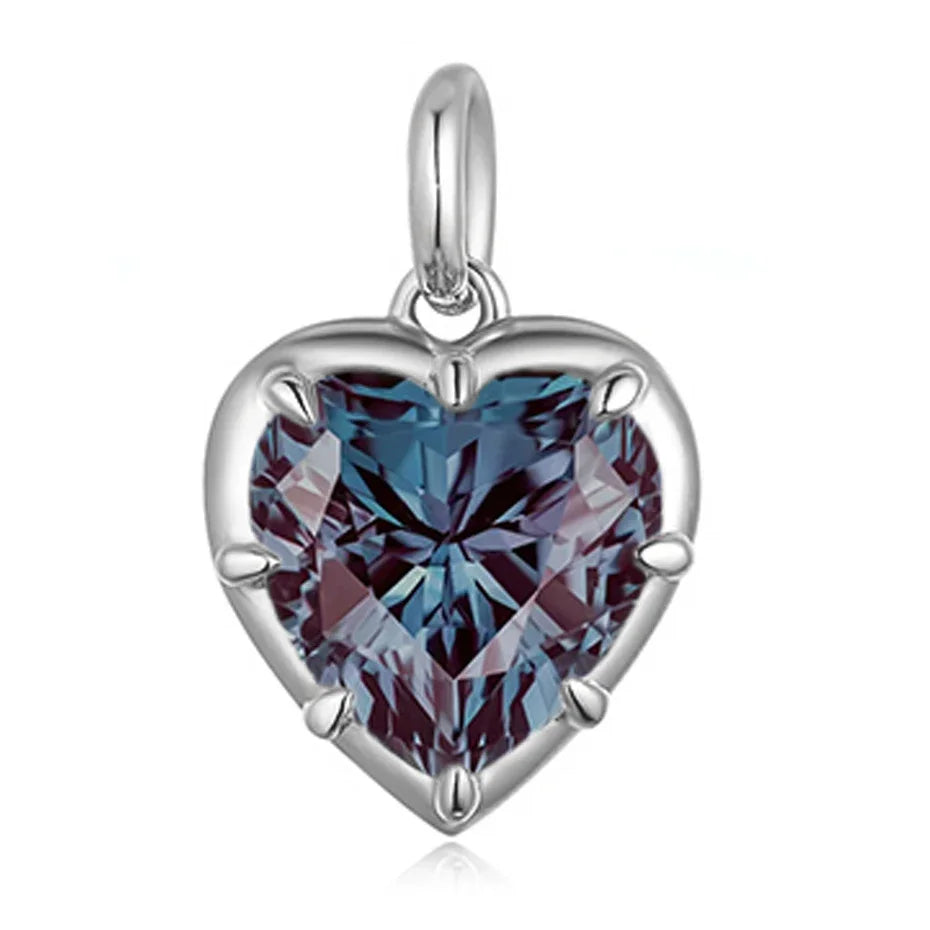 Kuololit Heart Mossanite Gemstone Pendant for Women Solid 14K 10K Gold Lab Grown Emerald Ruby Pink Padparadscha Pendant for Gift
