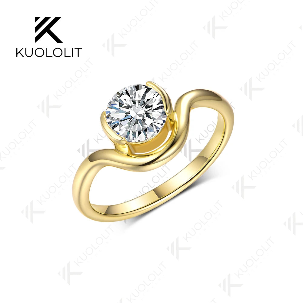 Kuololit 1.2ct IGI Lab Grown Diamond Ring for Women Solid 18K 14K 10K Gold D VS1 Diamond Ring for Anniversary Engagement Gifts