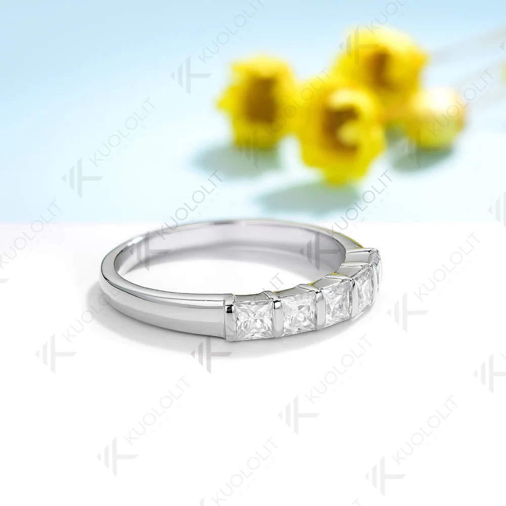 Kuololit 1.5CTW Princess Cut Lab Grown Diamonds Ring for Women Solid18K14K10K Wedding Bands for Engagement Christmas Gifts Party