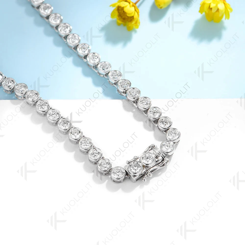 Kuololit 10.5 CTW Lab Grown Diamond Tennis Necklace for Women Pure 18K 14K 10K Gold for Anniversary Engagement Christmas Gifts