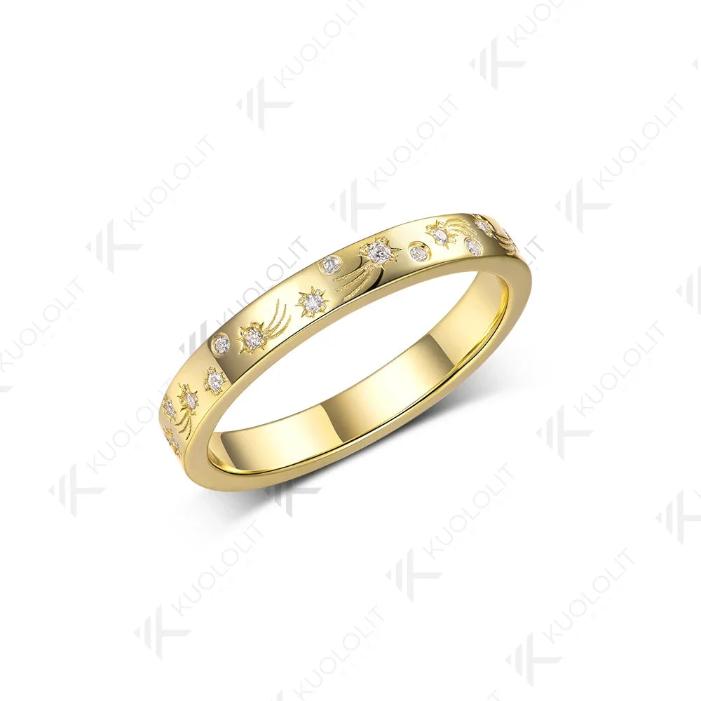 Kuololit 0.2CTW Lab Grown Diamond Band for Women Solid 18K 14K 10K Gold D VS1 Diamond Ring for Anniversary Engagement Gift Party