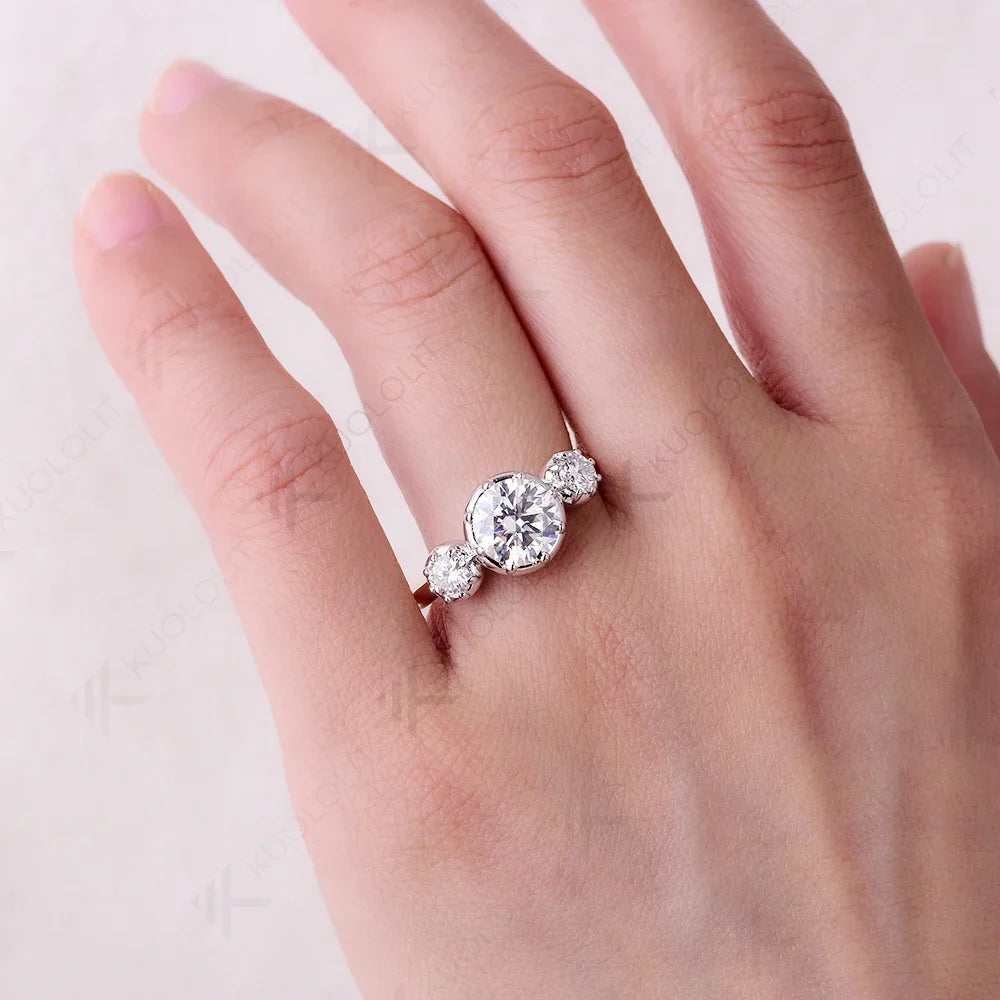 Kuololit 2.0CT IGI Lab Grown Diamond Ring for Women Solid 18K 14K 10K Yellow Gold Two Tone Ring for Anniversary Engagement Gifts