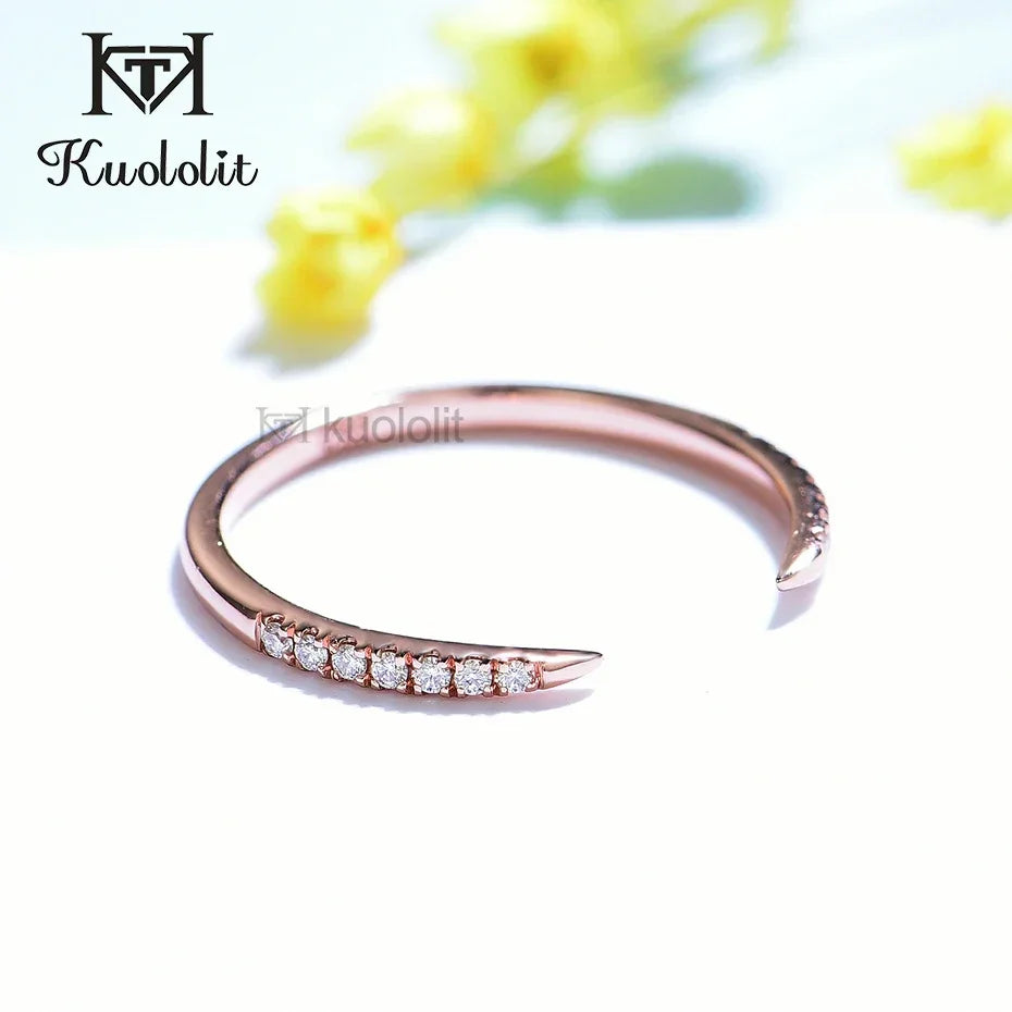 Kuololit PT900 Lab Grown Diamonds Rings for Women Men Matching Wedding Platinum 900 Gold Diamond V Band Engagement Christmas