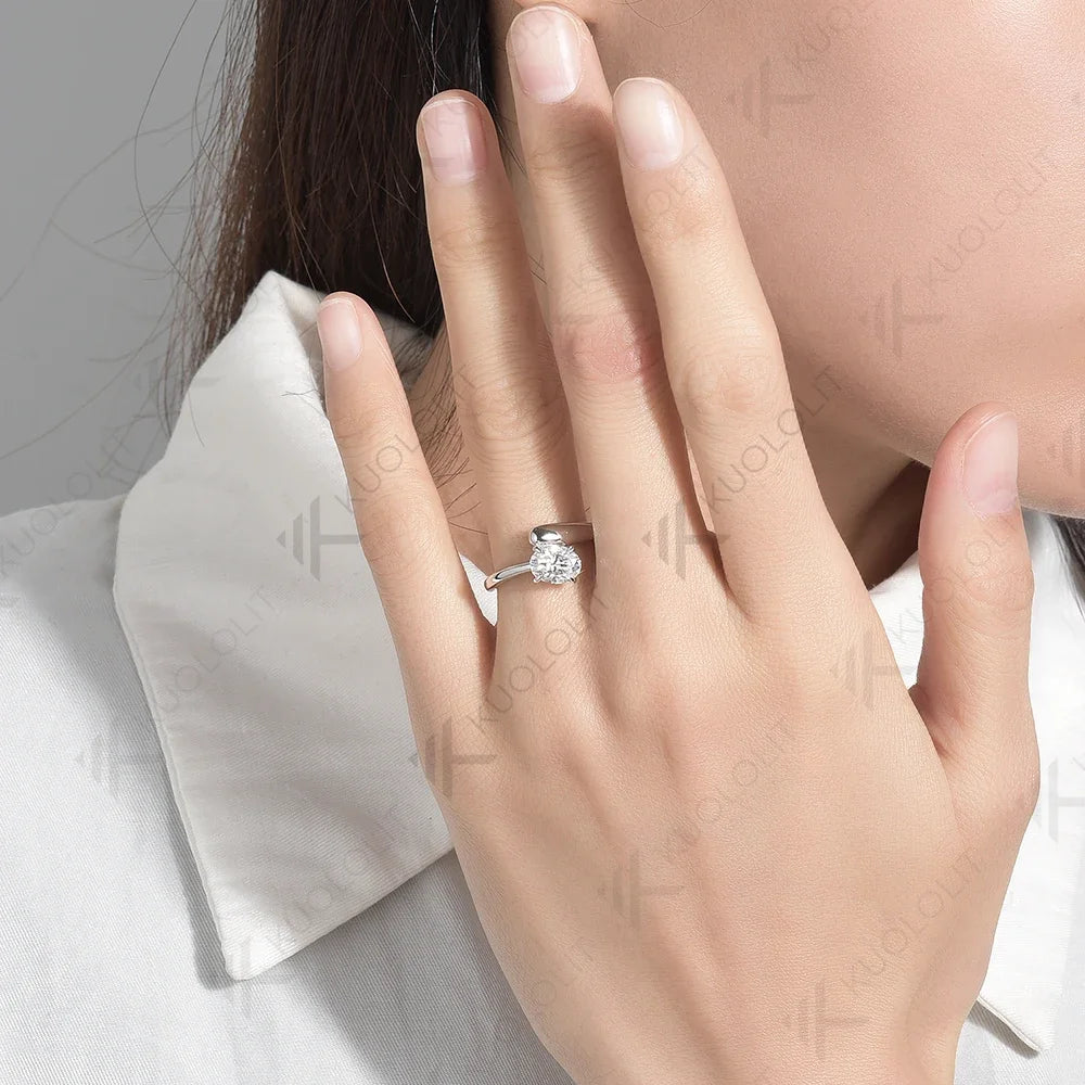 Kuololit 1.5CT Lab Grown Diamonds Rings for Women Solid 18K 14K 10K 585 Gold IGI Oval Cut for Engagement Wedding Party Christmas