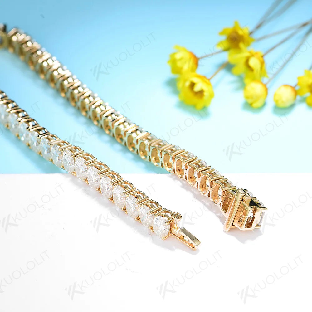 Kuololit 18CTW Hybrid Cut Moissanite Bracelets for Women Men 10K Silver Yellow Gold Oval Cut for Engagement Wedding Christmas