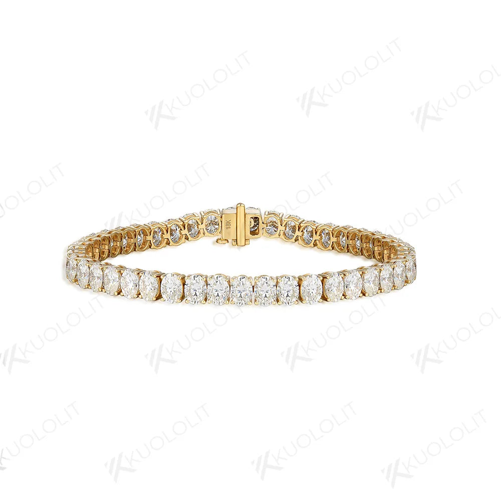 Kuololit 18CTW Hybrid Cut Moissanite Bracelets for Women Men 10K Silver Yellow Gold Oval Cut for Engagement Wedding Christmas