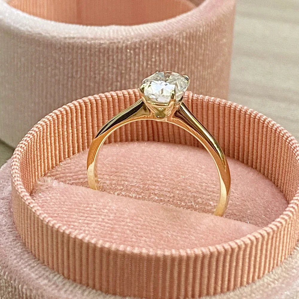 Kuololit 585 14K Yellow Gold 1.5CT 1.0CT Moissanite Ring for Women Ova Solitaire Ring Engagement Moissanite with Certificate GRA