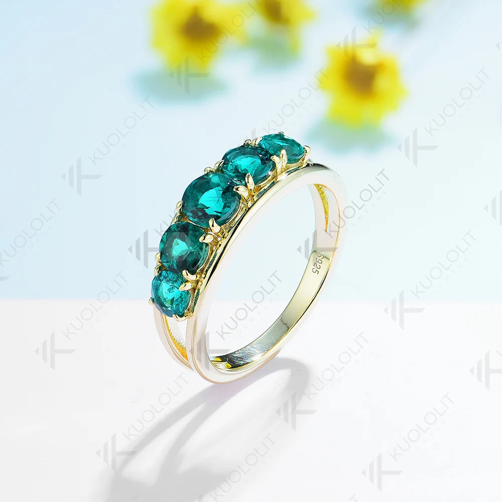 Kuololit 1.9CTW Lab Grown Emerald Gemstone Engagement Rings for WomenSolid18K14K10K Yellow Gold for Party Wedding Christmas Gift